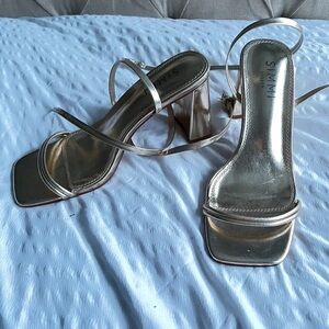 Steve Madden Metallic Silver Strappy Heels